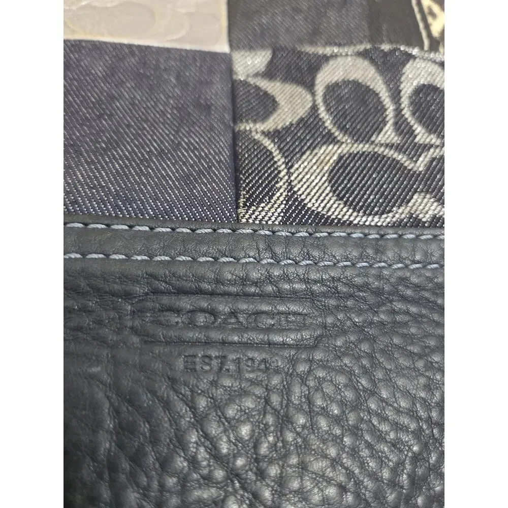 Coach Vintage B063-10003 Indigo Denim Blue Patchwork Leather Mixed Media Handbag
